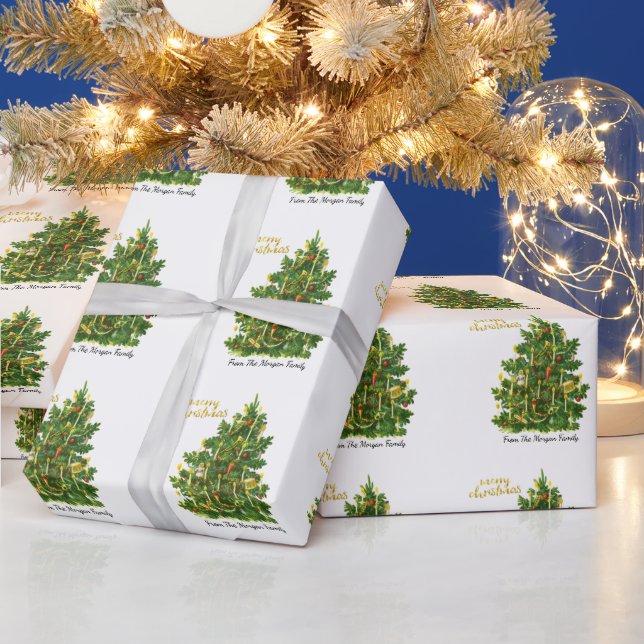 Vintage Pine Tree Christmas Wrapping Paper (Holidays)