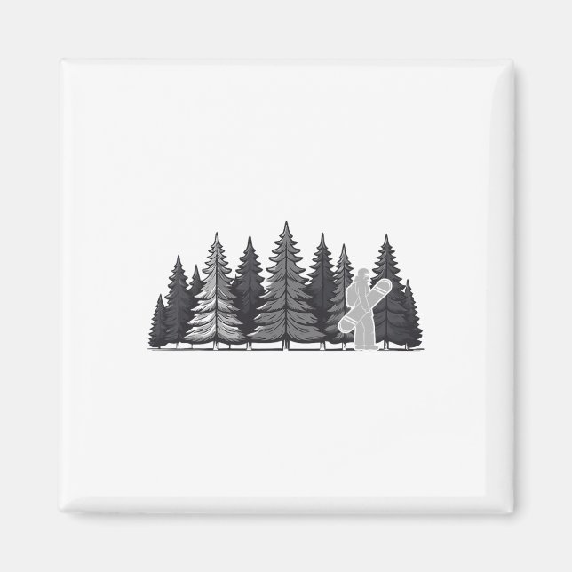 Vintage Pine Tree Snowboard - Cool Snowboarding  Magnet (Front)