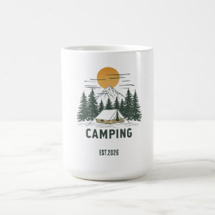Vintage Pine Trees & Mountains Camping T-Shirt Coffee Mug