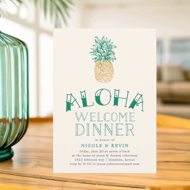 Vintage Pineapple Aloha Welcome Dinner Invitation (Creator Uploaded)
