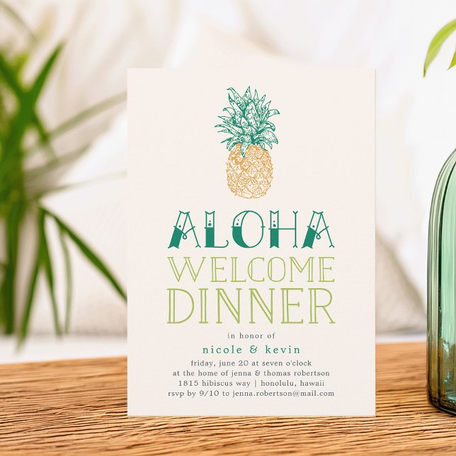 Vintage Pineapple Aloha Welcome Dinner Invitation (Creator Uploaded)