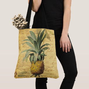 Vintage Pineapple and Calligraphy Gorgeous Tote Bag