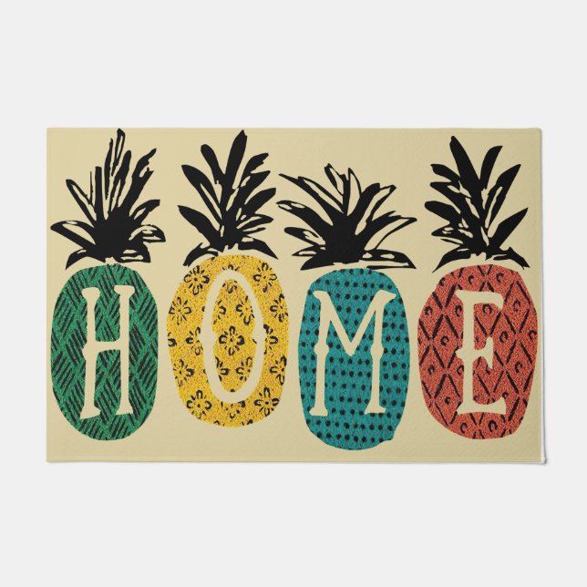 Vintage Pineapple Design Mat, Home Doormat (Front)