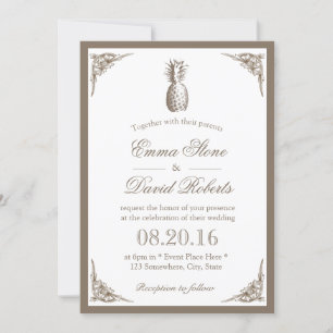 Vintage Pineapple Elegant Wedding Invitation