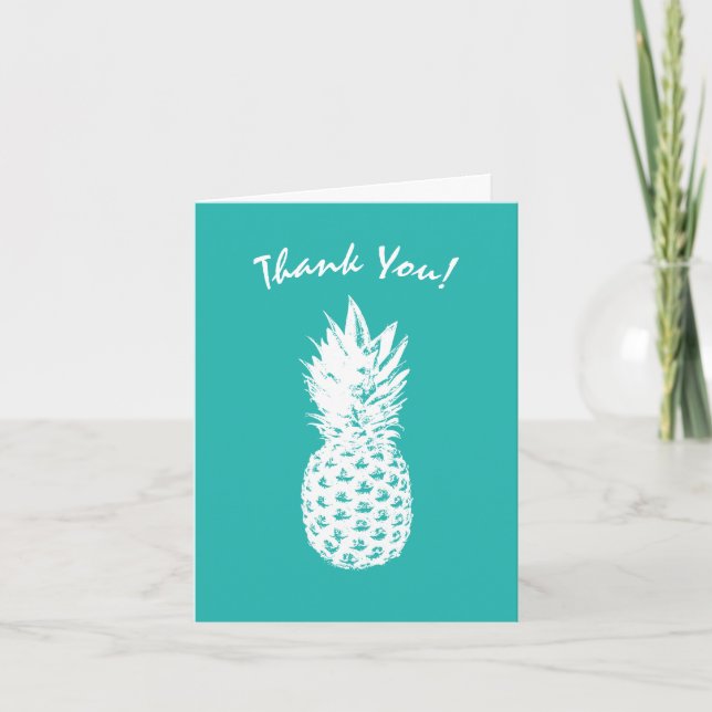 Vintage pineapple fruit custom  thank you cards (Front)