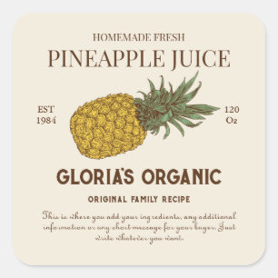Vintage Pineapple Fruit Juice Custom Product Label