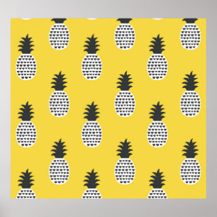 Vintage Pineapple Fun Seamless Illustration Poster