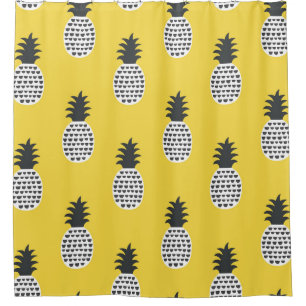 Vintage Pineapple Fun Seamless Illustration Shower Curtain