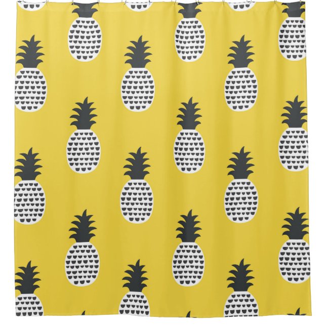 Vintage Pineapple Fun Seamless Illustration Shower Curtain (Front)
