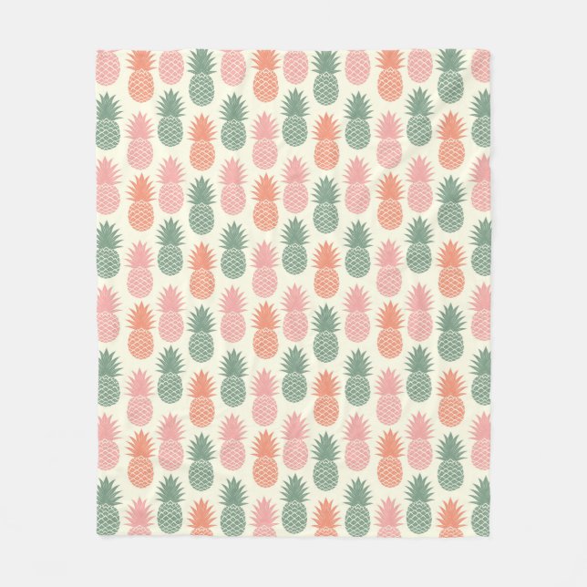 Vintage Pineapple Pattern 2 Fleece Blanket (Front)