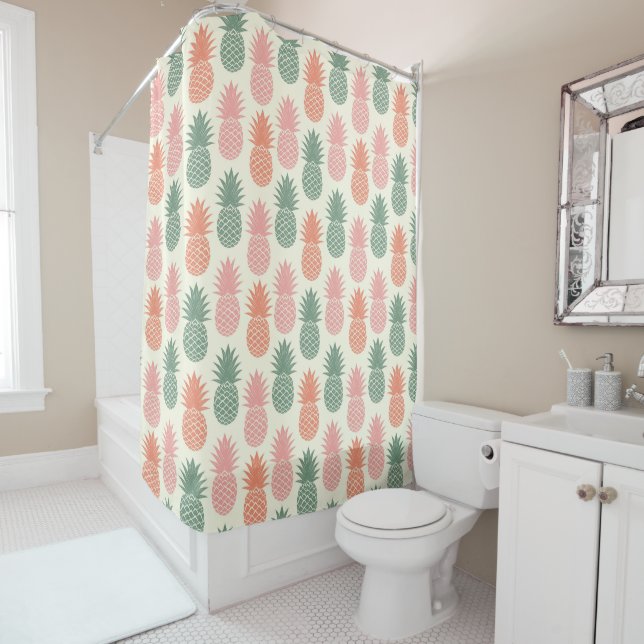 Vintage Pineapple Pattern 2 Shower Curtain (In Situ)