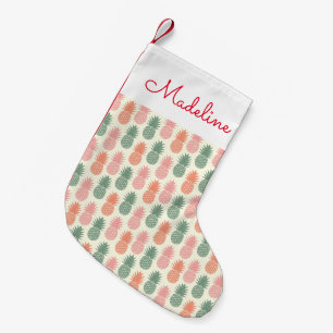 Vintage Pineapple Pattern   Add Your Name Small Christmas Stocking
