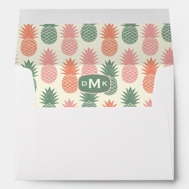 Vintage Pineapple Pattern | Monogram Envelopes (Back (Bottom))