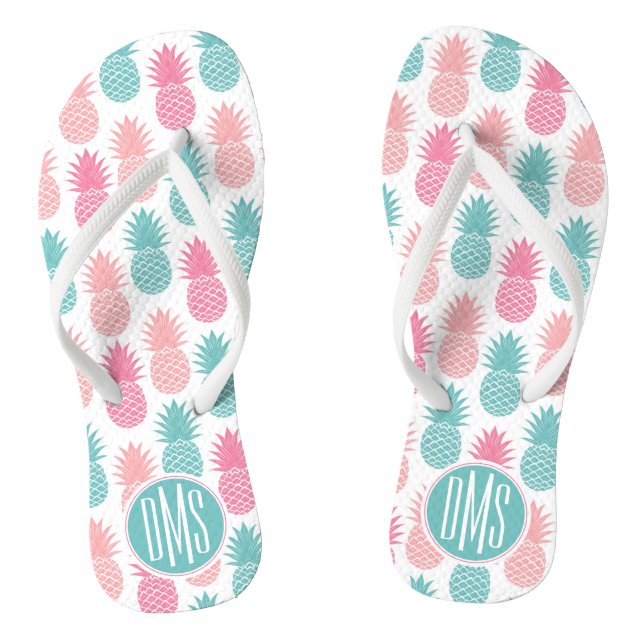 Vintage Pineapple Pattern | Monogram Flip Flops (Footbed)