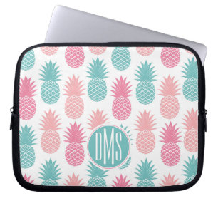 Vintage Pineapple Pattern   Monogram Laptop Sleeve