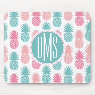 Vintage Pineapple Pattern Monogram Mouse Mat