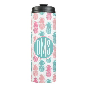 Vintage Pineapple Pattern Monogram Thermal Tumbler