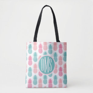 Vintage Pineapple Pattern   Monogram Tote Bag