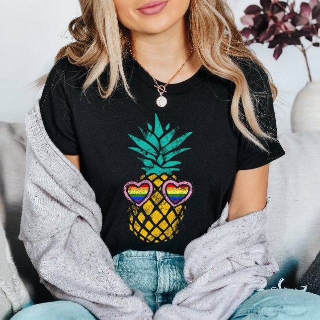 Vintage Pineapple Rainbow Pride Flag Sunglasses T-Shirt (Creator Uploaded)
