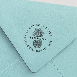 Vintage Pineapple Return Address Rubber Stamp