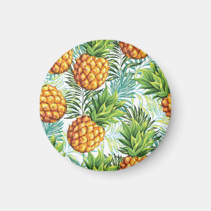 Vintage Pineapple: Seamless Floral Pattern. Magnet