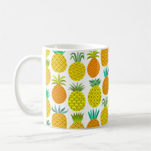vintage pineapple seamless pattern isolated on whi coffee mug