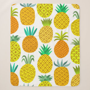 vintage pineapple seamless pattern isolated on whi sherpa blanket
