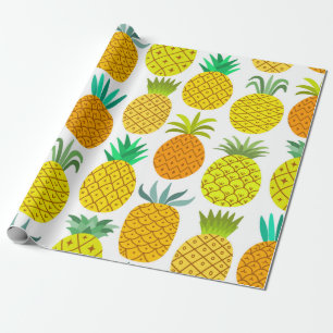 vintage pineapple seamless pattern isolated on whi wrapping paper