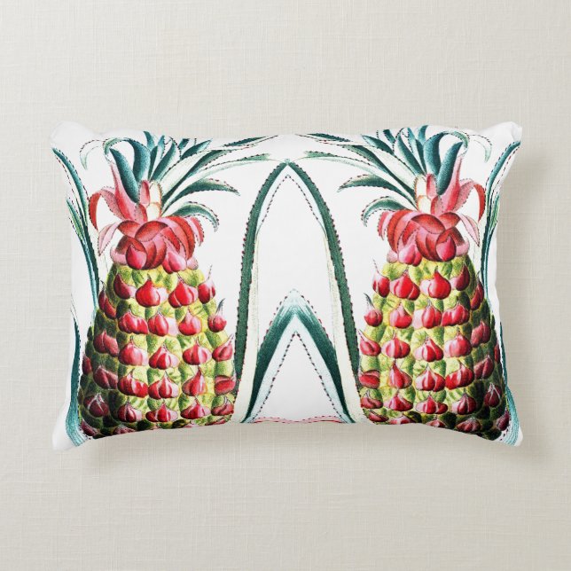 Vintage pineapple tropical fruit illustration  decorative cushion (Front)