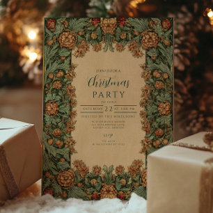 Vintage Pinecone Botanical Christmas Invitation