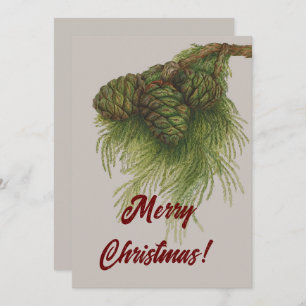 Vintage Pinecones Merry Christmas Holiday Card