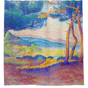 Vintage Pines Along the Shore (1896) painting Shower Curtain