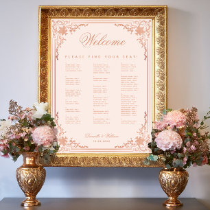 Vintage Pink Alphabetical Wedding Seating Chart