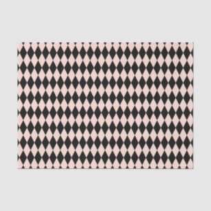 Vintage Pink and Black Harlequin Pattern Tissue Paper