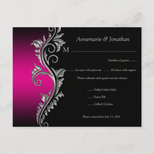 Vintage Pink and Black with Silver Swirl RSVP