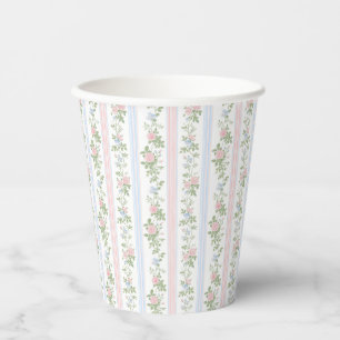 Vintage Pink and Blue Floral Baby shower Paper Cups
