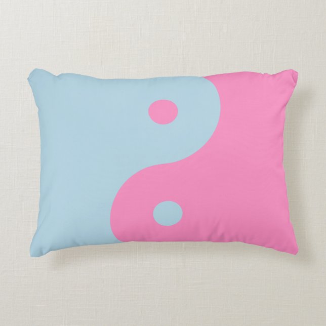 Vintage Pink And Blue Yin Yang Decorative Cushion (Front)