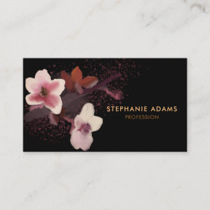 Vintage Pink and Gold Cherry Blossom Business Card