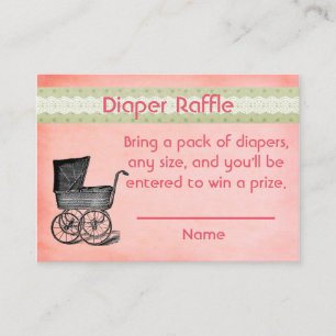 Vintage Pink and Green Floral Diaper Raffle Enclosure Card