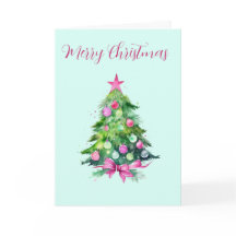 Vintage Pink and Mint Christmas Tree