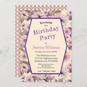 Vintage Pink And Peach Floral Birthday Invitation