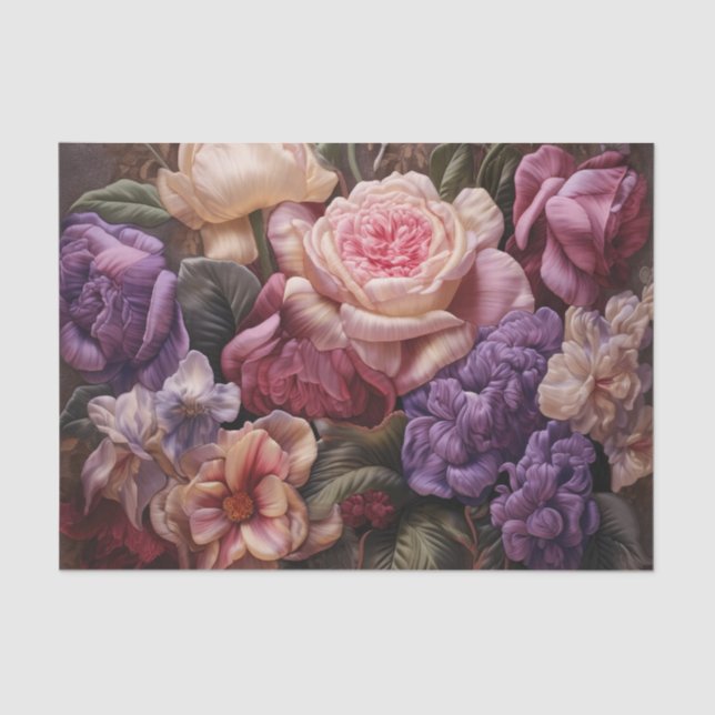 Vintage Pink and Purple Floral Decoupage Paper (Front)