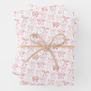 Vintage Pink and Red Bows Wrapping Paper Sheet