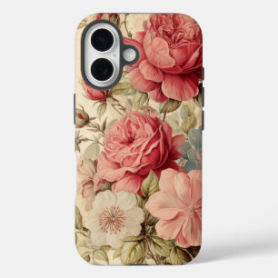 Vintage Pink and Red Roses Watercolor Illustration iPhone 16 Case