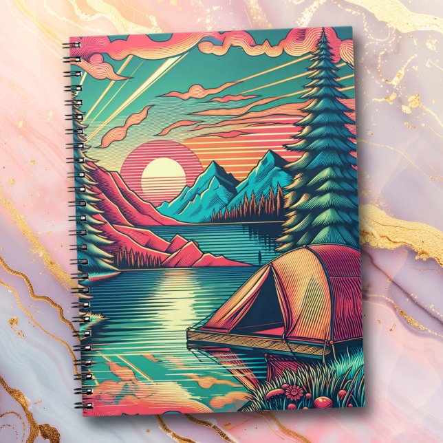 Vintage Pink and Teal Camping Themed  Notebook (Creator Uploaded)