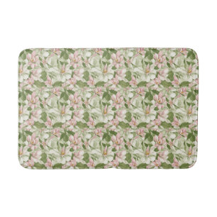 Vintage Pink and White Magnolias Bath Mat