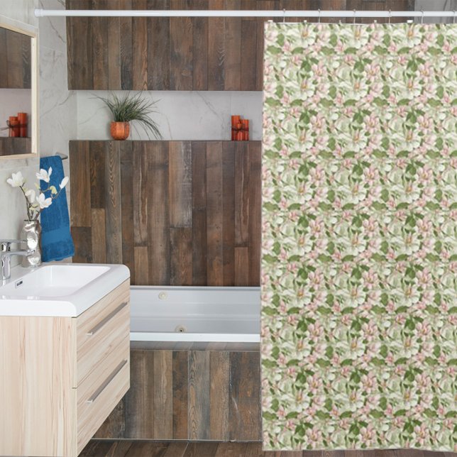 Vintage Pink and White Magnolias Shower Curtain (Creator Uploaded)