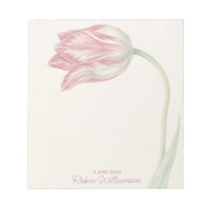 Vintage Pink and White Tulip -  Dutch Fine Art Notepad