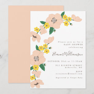 Vintage Pink and Yellow Floral Baby Shower Invitation
