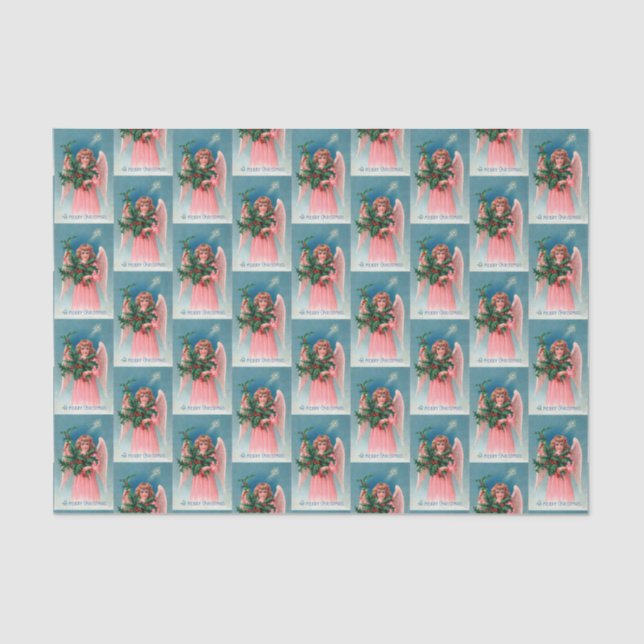Vintage Pink Angel Holiday party tissue Tissue Paper (Front)